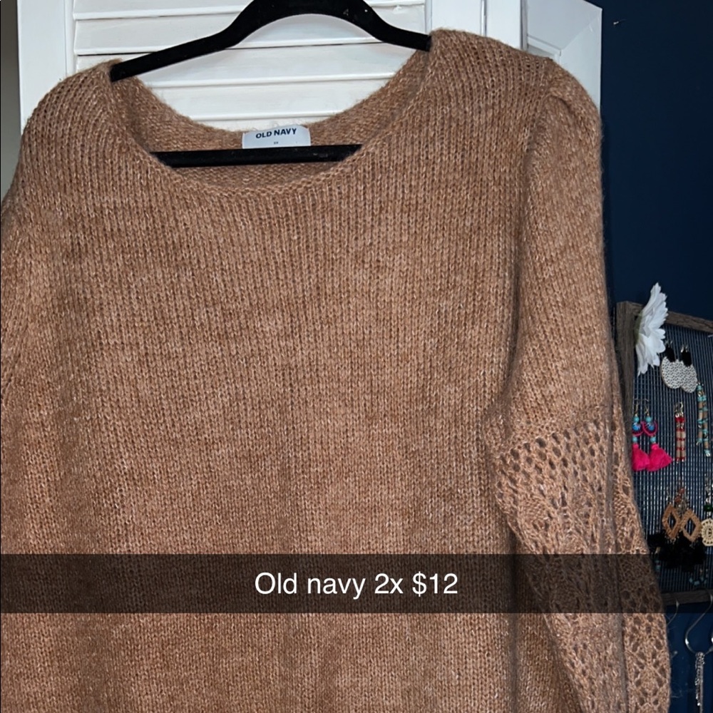 Old navy 2x brown sweater cute sleeves